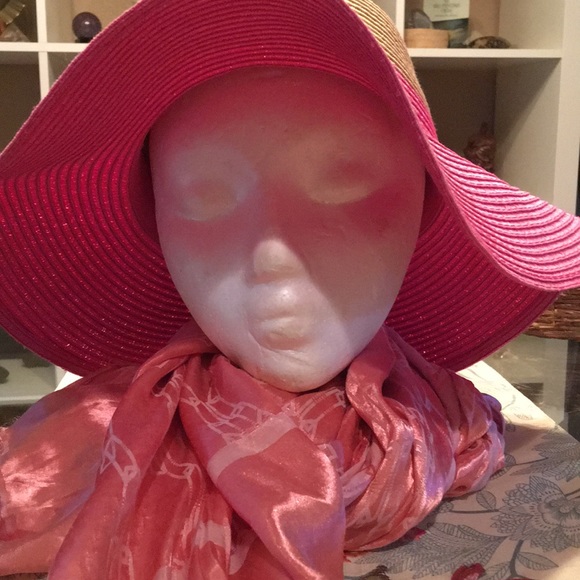 Accessories - Pink and Tan Straw Hat